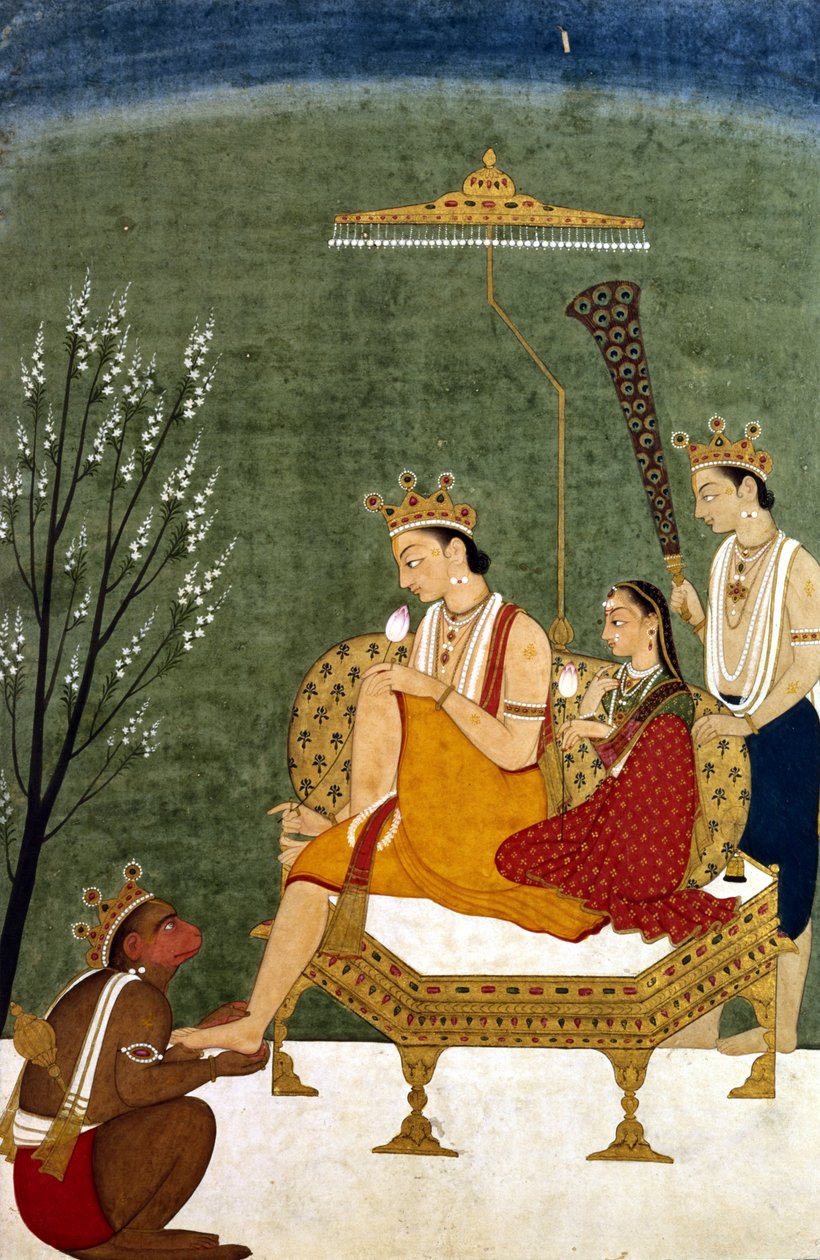 Siebte Inkarnation von Vishnu als Rama-Chandra: Rama und Sita wiedervereint von Indian School