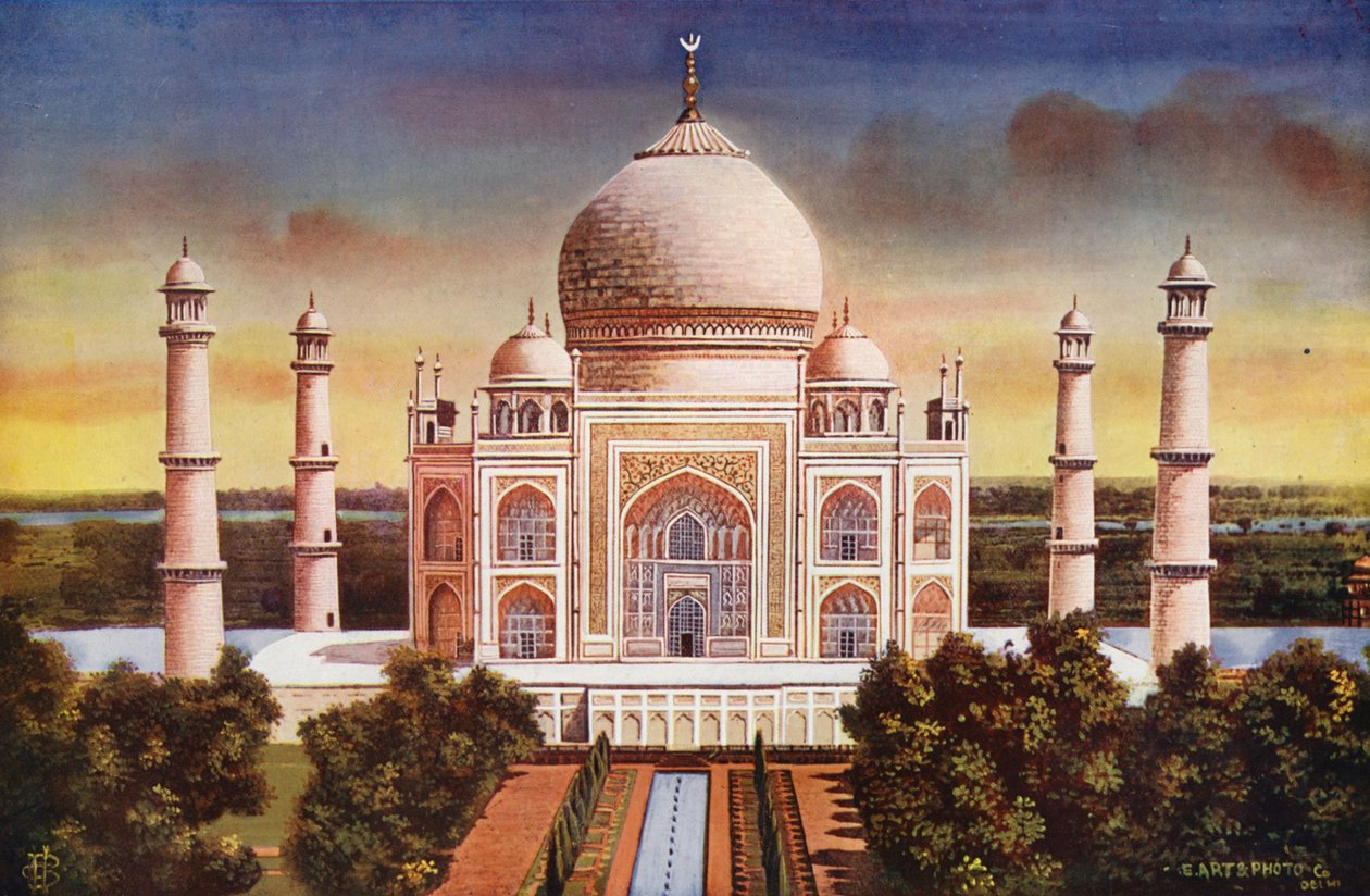 Agra: Taj Mahal, Gesamtansicht von Indian photographer