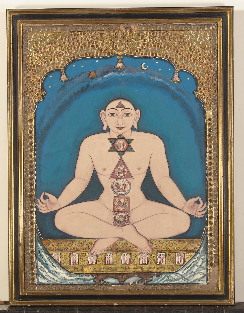 Ein Tafelgemälde eines Tirthankara von Indian School