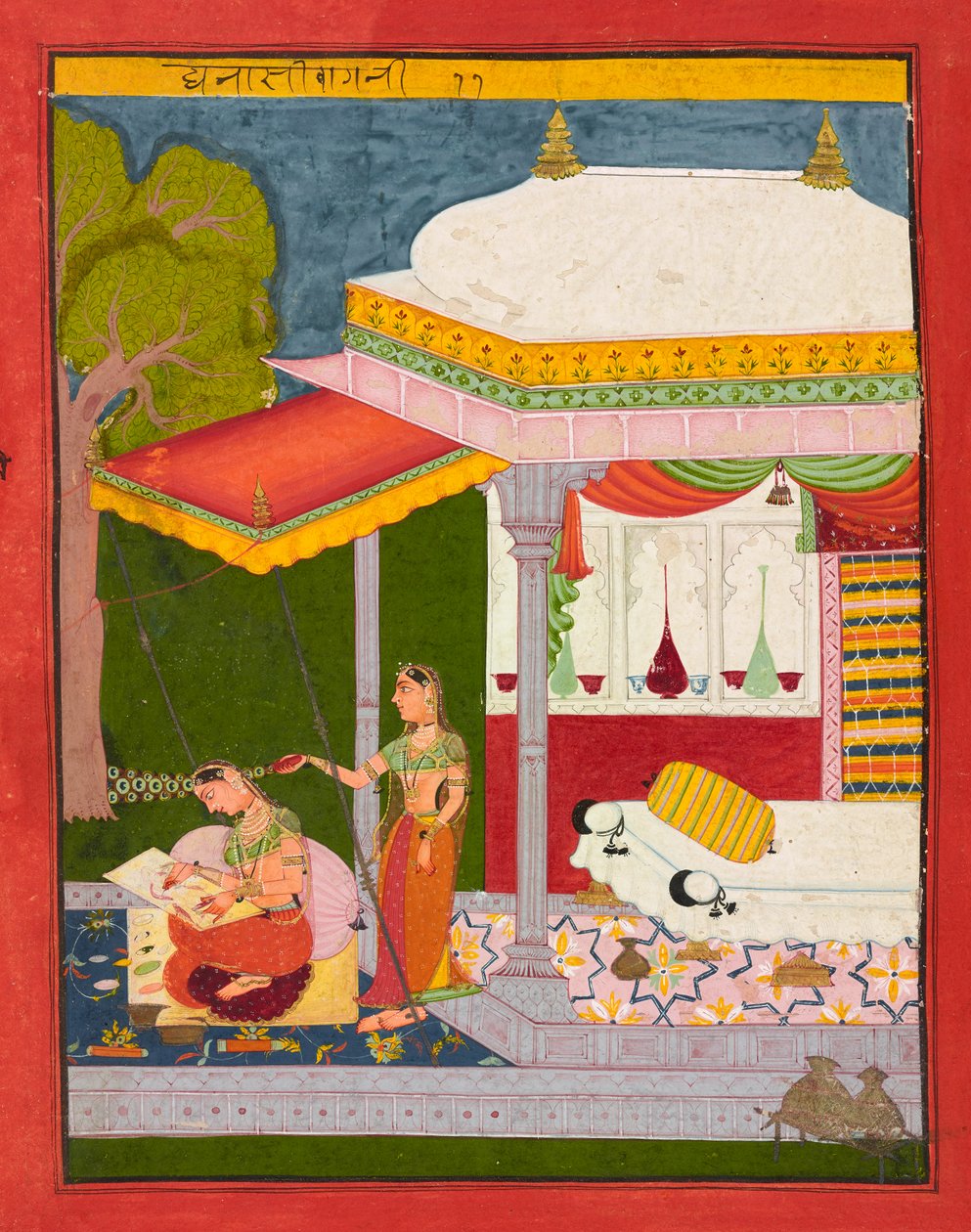 Dhanasri Ragini, Folio aus einem Ragamala, ca. 1680 von Indian School