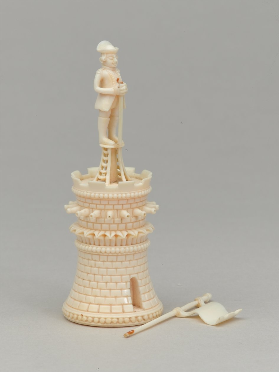 Weißer Turm, Schachfigur, Indien, ca. 1820 von Indian School