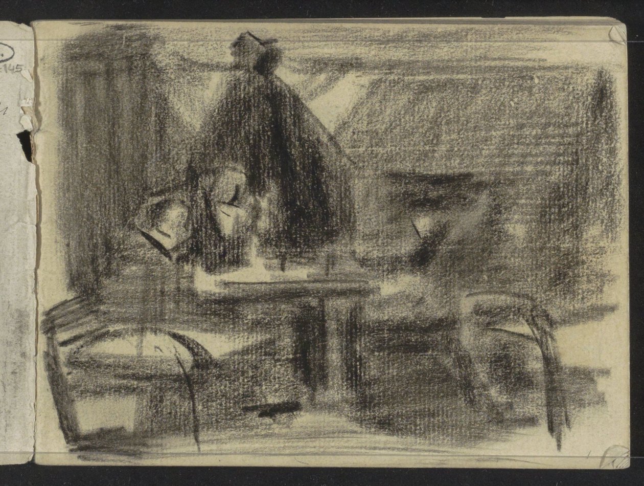 Figuren an einem Tisch in einem Interieur von Isaac Israels