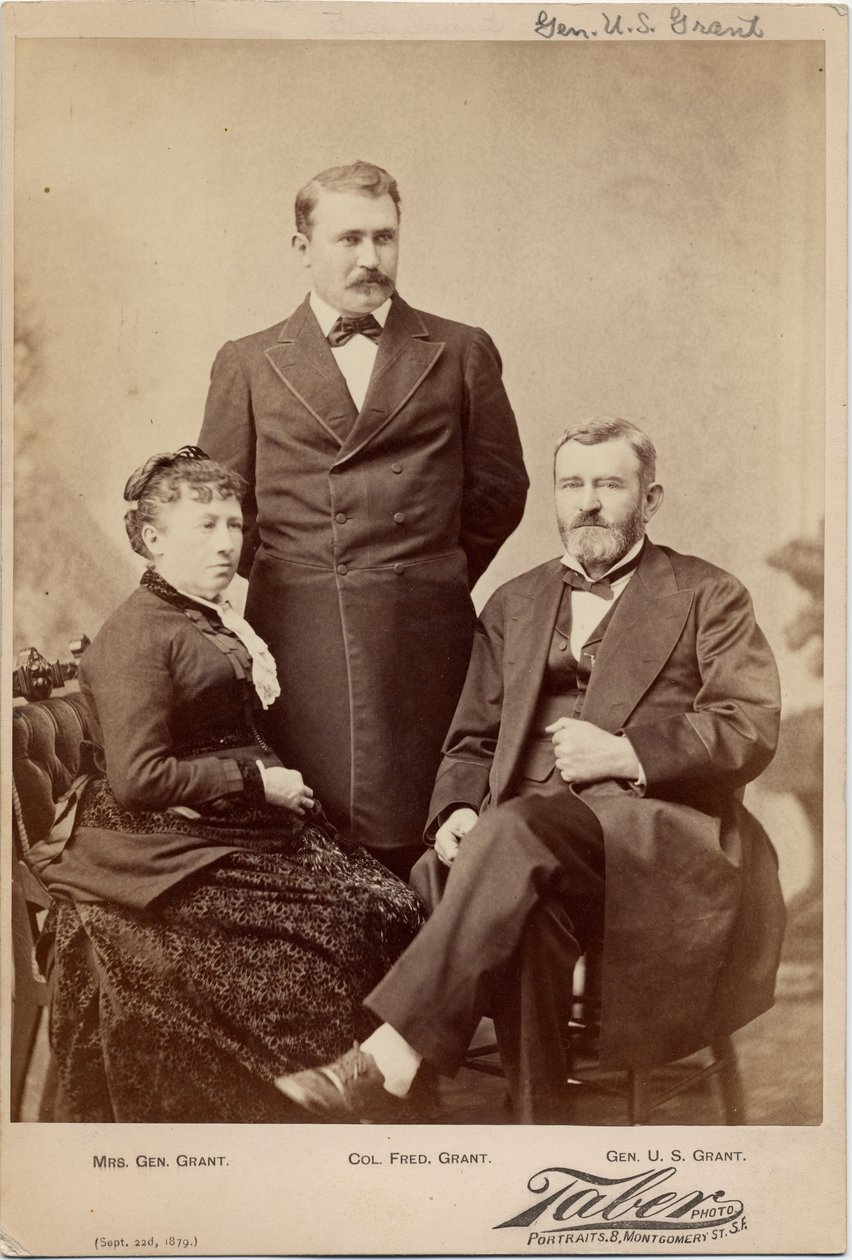 Julia T. (Dent) Grant (1826-1902); Ulysses Simpson Grant (1822-85), General der Unionsarmee, 18. Präsident der USA; Oberst Frederick Dent Grant (1850-1912) von Isaiah Taber