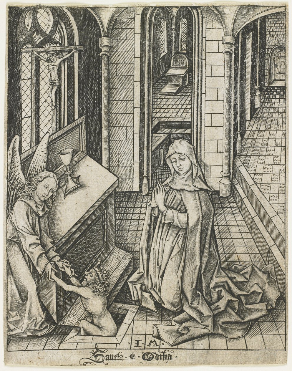 Heilige Ottilia, ca. 1475-1480 von Israhel van Meckenem the younger