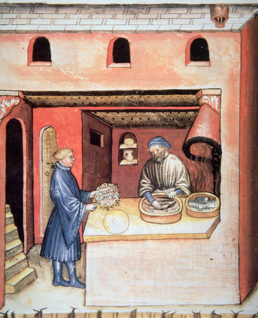 In Essig marinierter Fisch, Illustration aus Tacuinum Sanitatis Codex Vindobonensis von Italian School