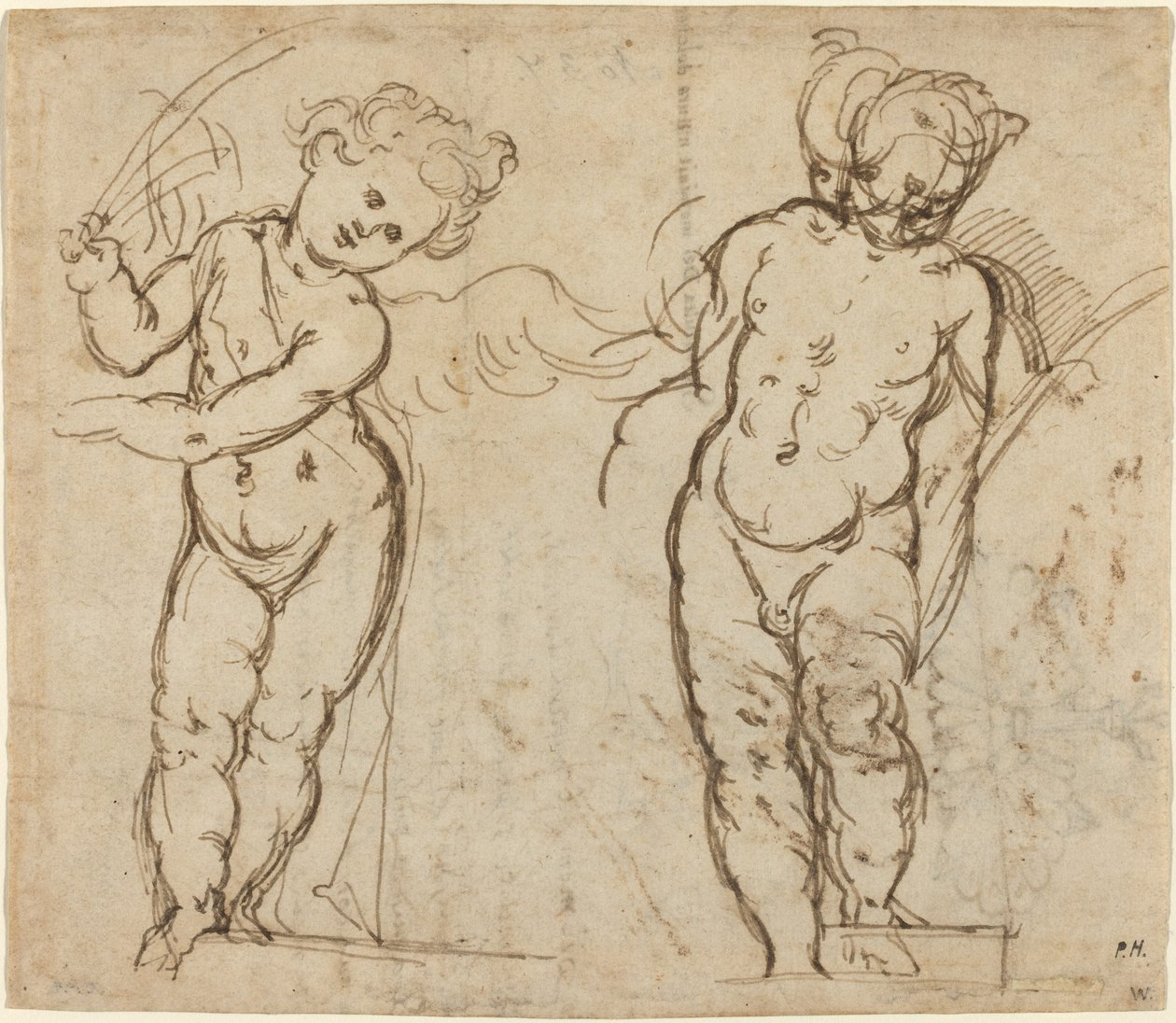 Zwei stehende Putti [recto] von Italian 17th Century
