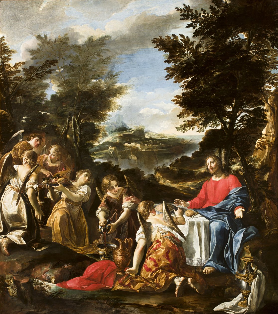 Christus wird von Engeln bedient, ca. 1650-1700 von Italian School