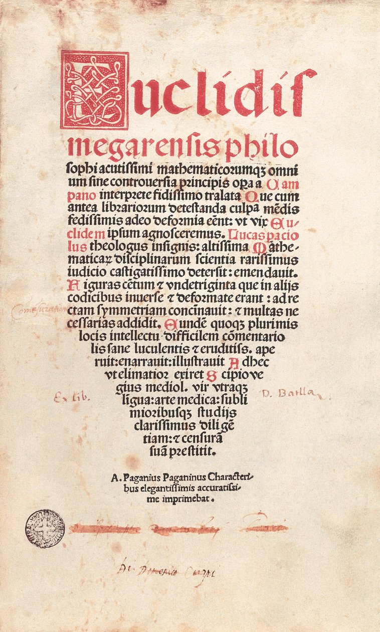 Frontispiz der Geometrie von Euklid von Italian School