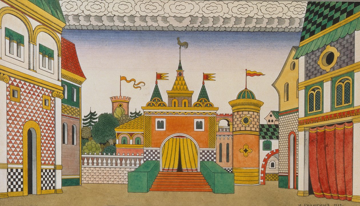 Skizze für die Oper, Der goldene Hahn, von Nikolai Rimski-Korsakow (1844-1908), 1909 von Ivan Yakovlevich Bilibin