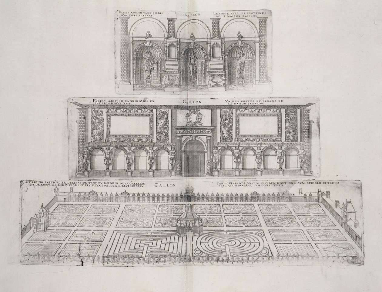 Gärten und Außenansicht des Château de Gaillon, aus 