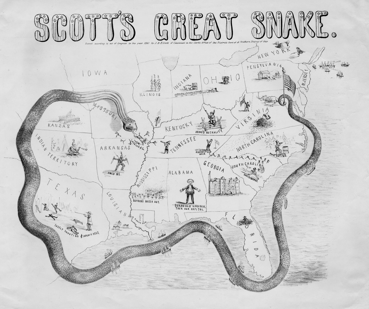 Scotts große Schlange, veröffentlicht in Cincinnati, 1861 von J. B. Elliott