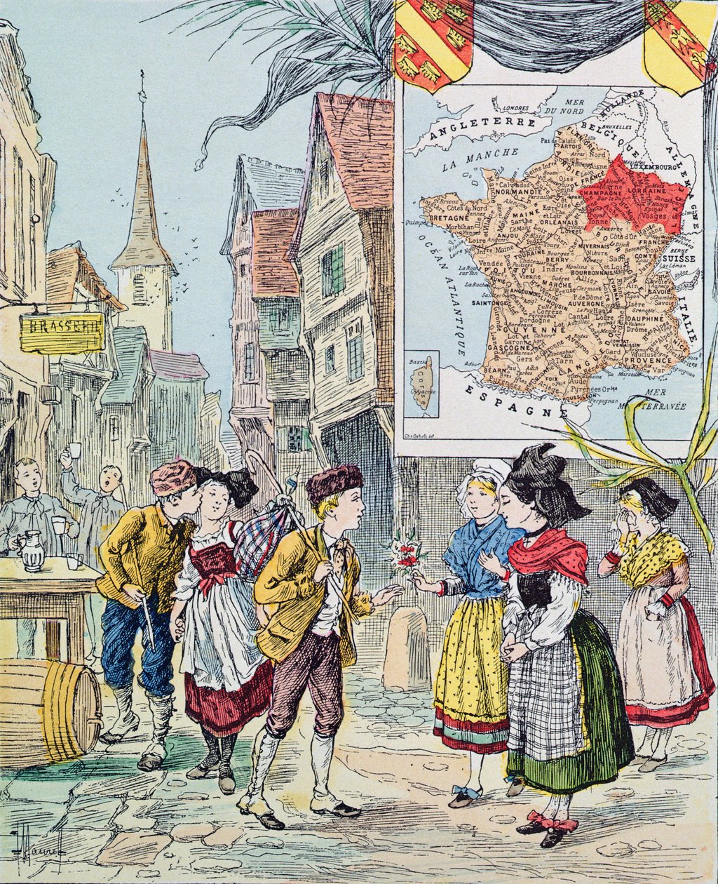 Elsass-Lothringen, Illustration für Le Tour de France von Marie de Grandmaison, 1893 von J. Maurel