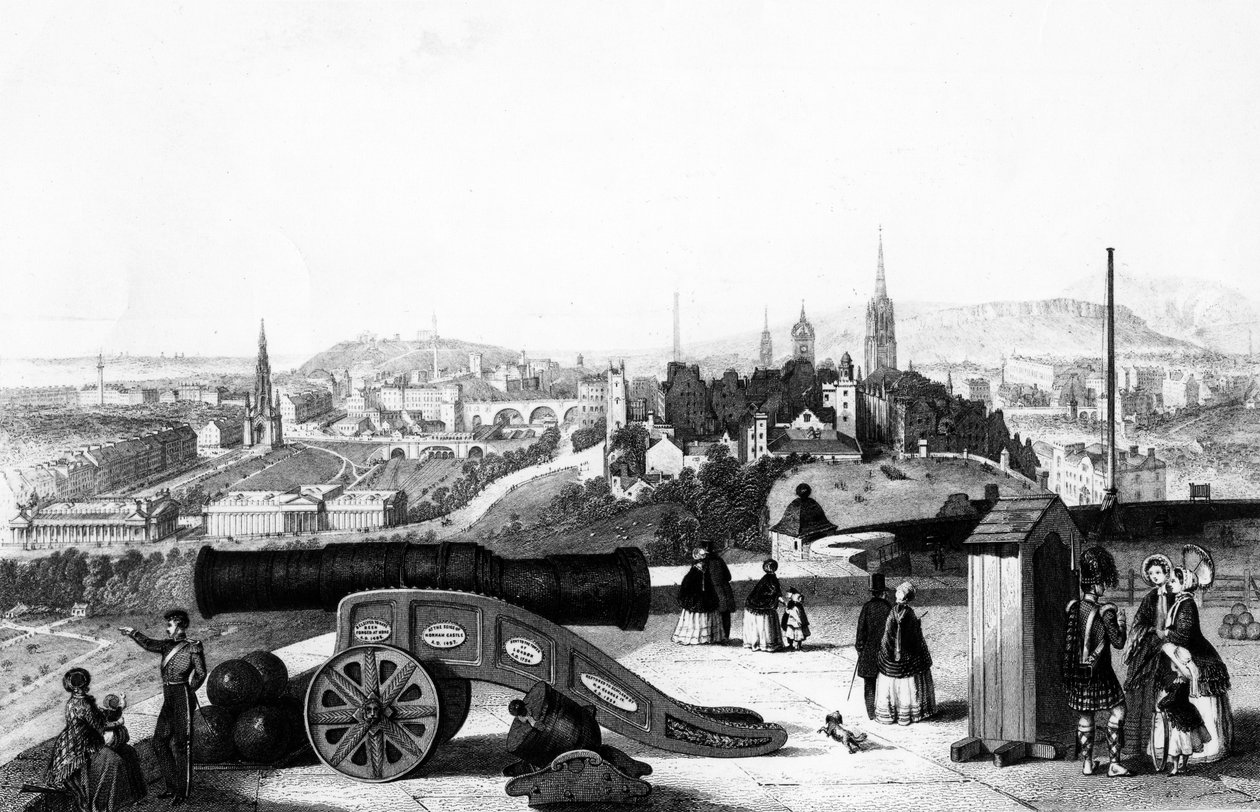 Edinburgh vom Schloss aus, graviert von Thomas Brown von John Ramage