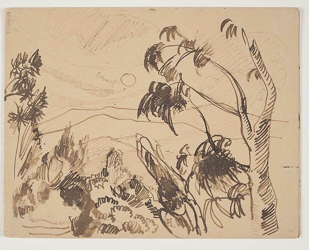 Südfranzösische Landschaft mit Bäumen im Vordergrund von J.A. Jerichau