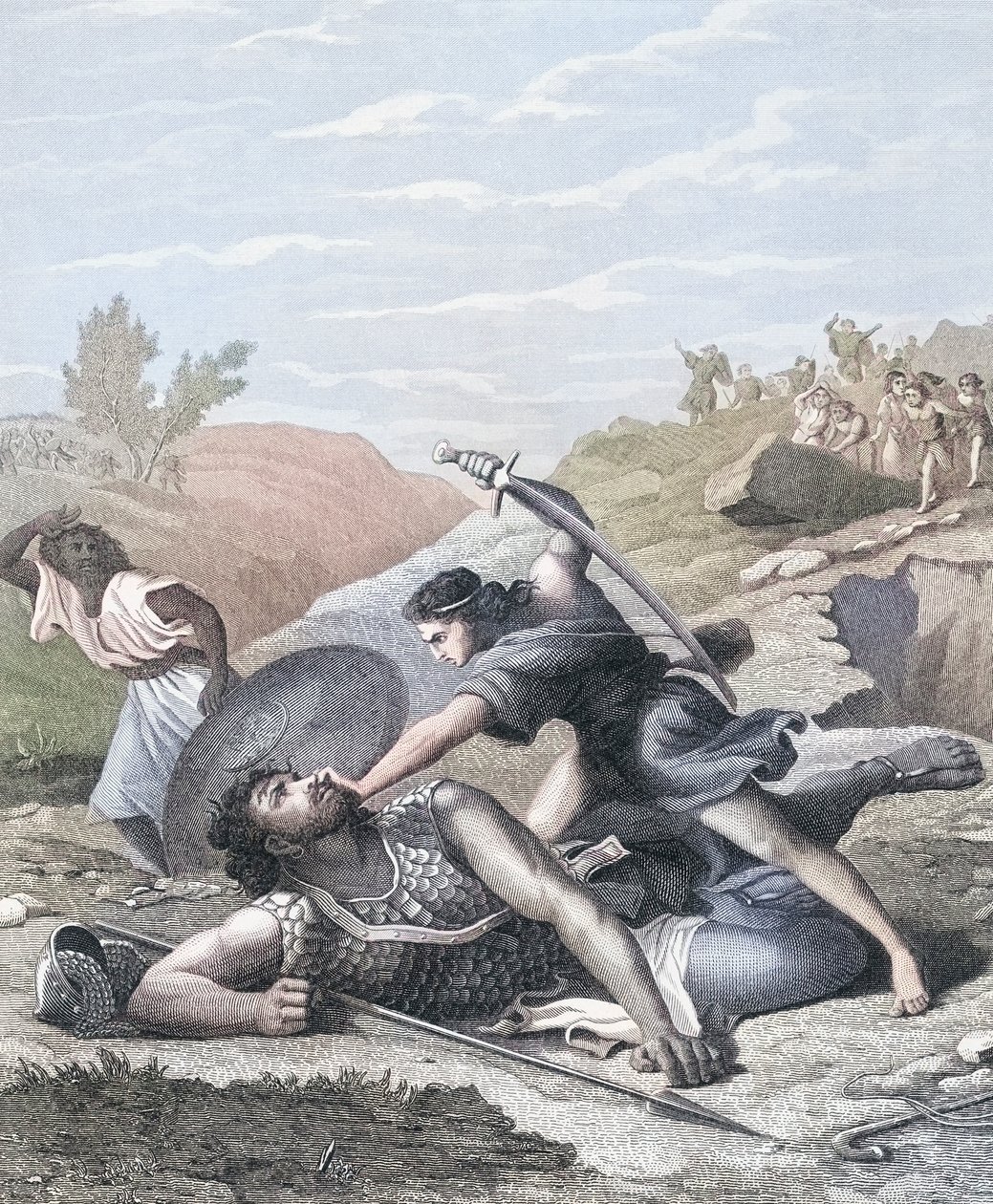 David und Goliath (Farbstich) von J.F.C. (after) Reckleben