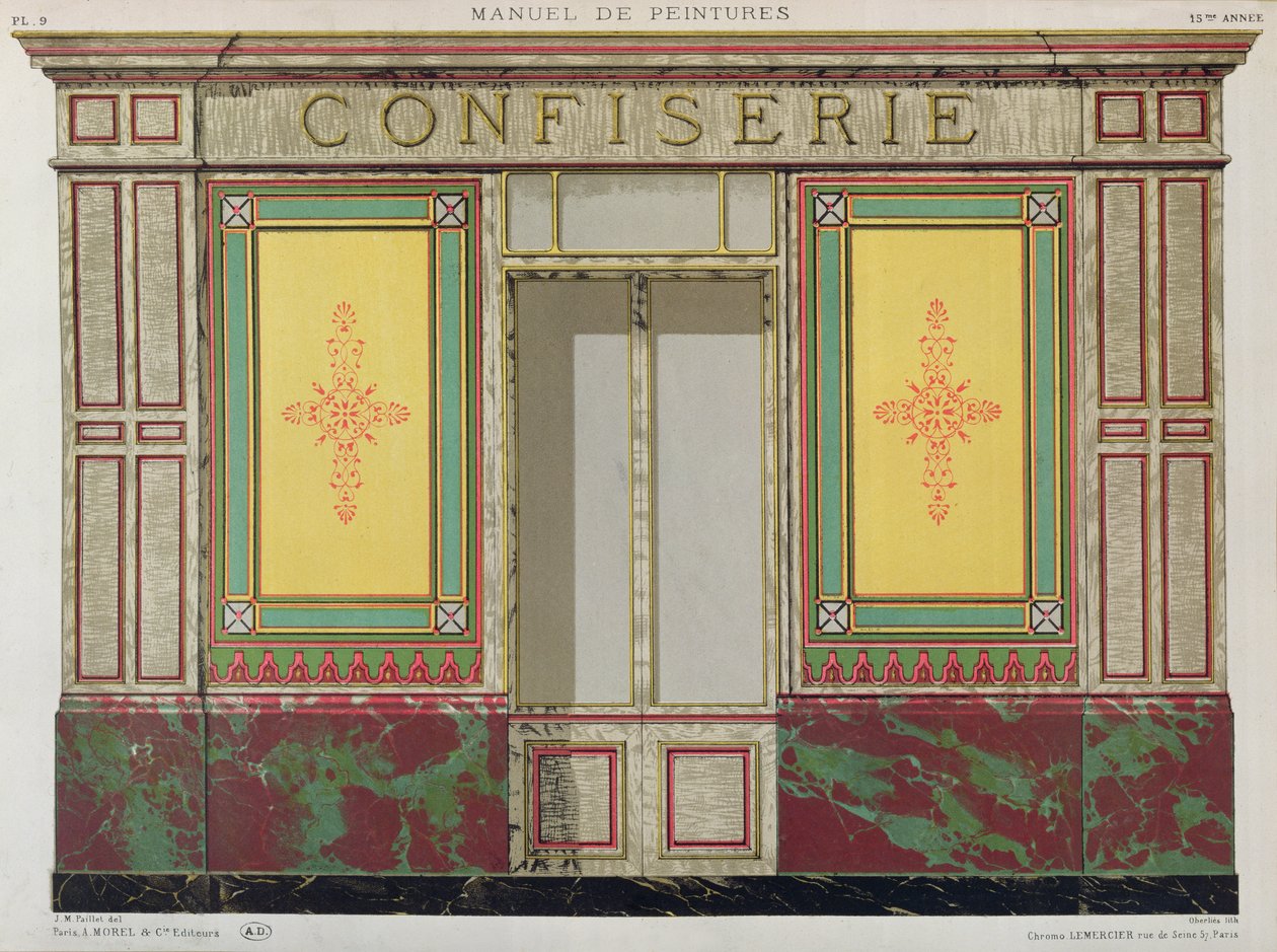 Ladenfront-Design für eine Confiserie, 1861 von J.M. Paillet