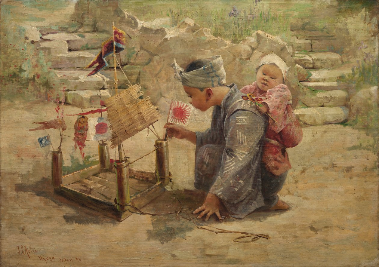 Japanischer Junge baut ein Kriegsschiff, 1895 von J. C. Arter.