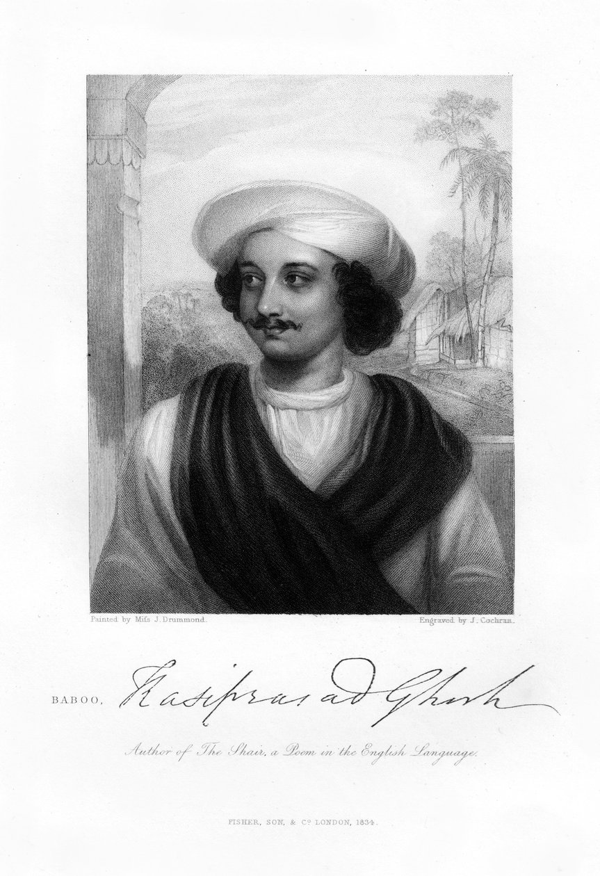Kasi Das Prasad Ghosh, indischer Dichter, 1834 von J. Cochran