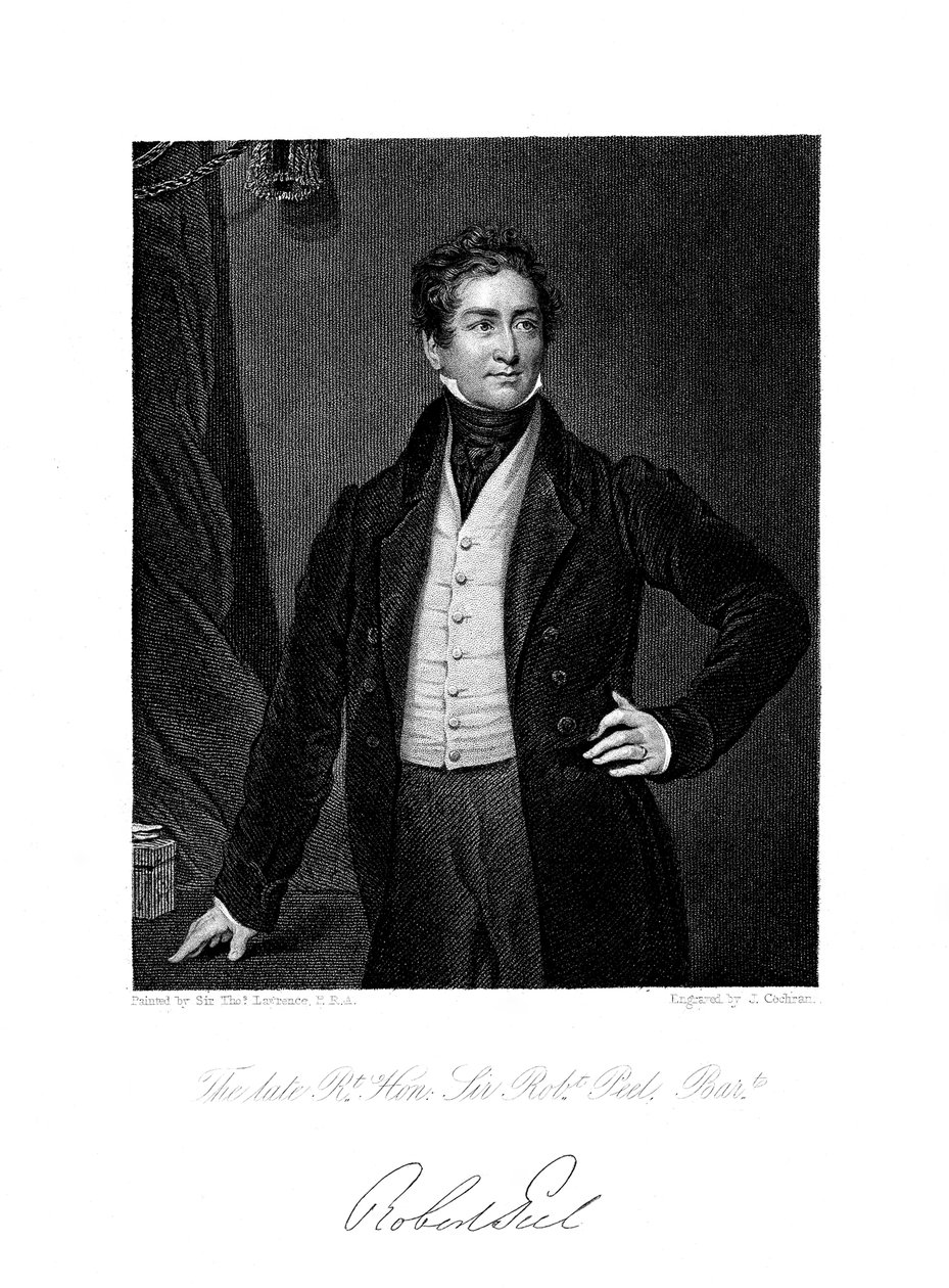 Robert Peel, britischer Staatsmann, 19. Jahrhundert von J. Cochran