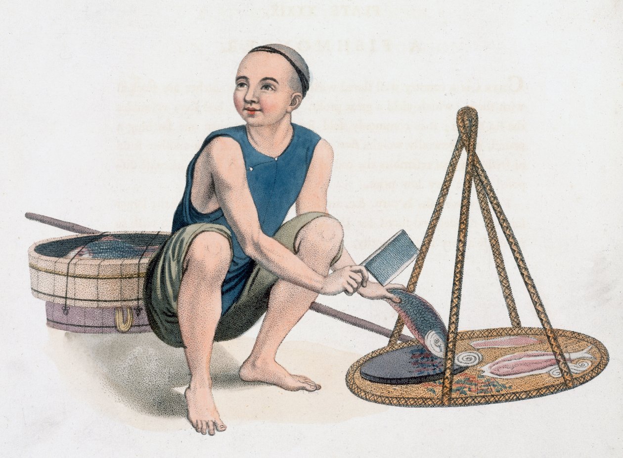 Ein Fischhändler, 1800 von J Dadley
