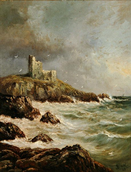 Ruine eines Schlosses an einer felsigen Küste von J. H. Blunt
