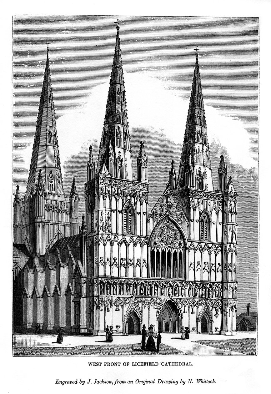 Westfassade der Kathedrale von Lichfield von J. Jackson