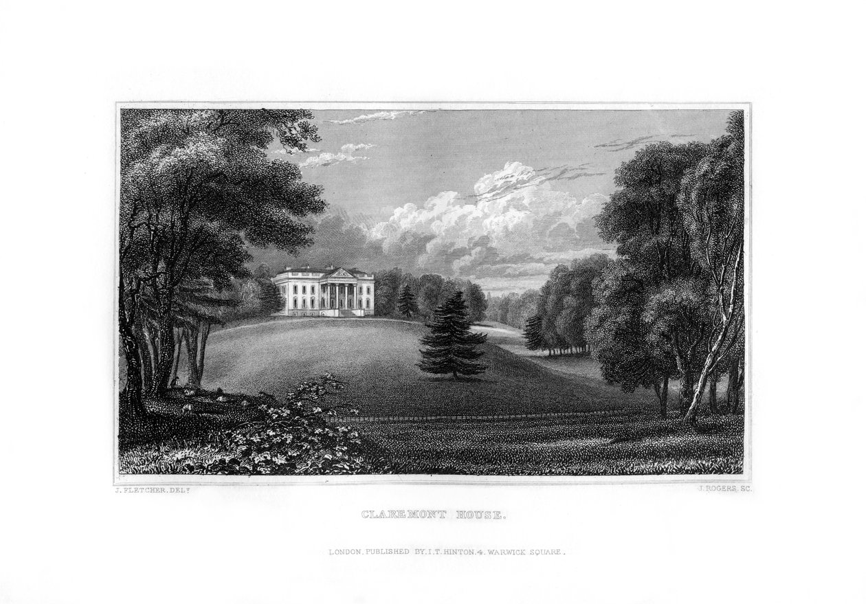 Claremont House, Esher, Surrey, 1829 von J. Rogers