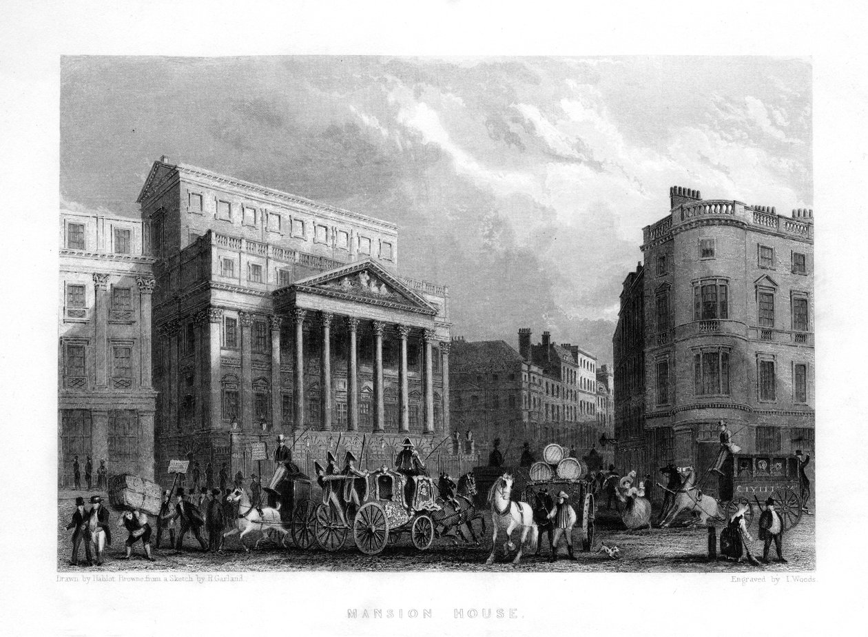 Mansion House, London, 19. Jahrhundert von J. Woods