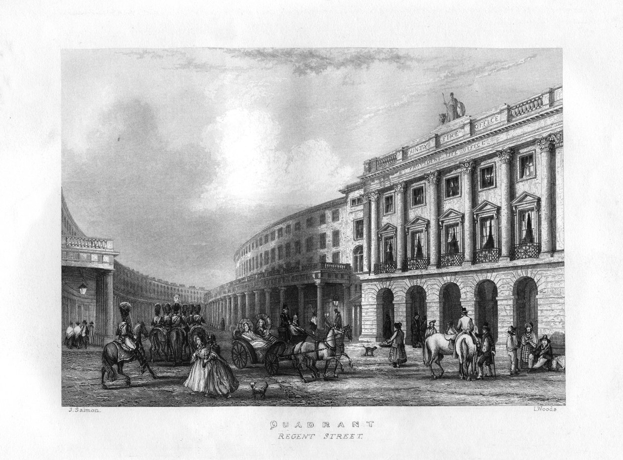 Quadrant, Regent Street, London, 19. Jahrhundert von J. Woods