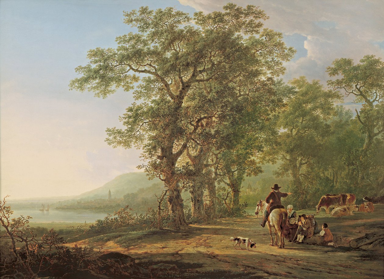 Figuren in einer Waldlandschaft von Jacob van Strij