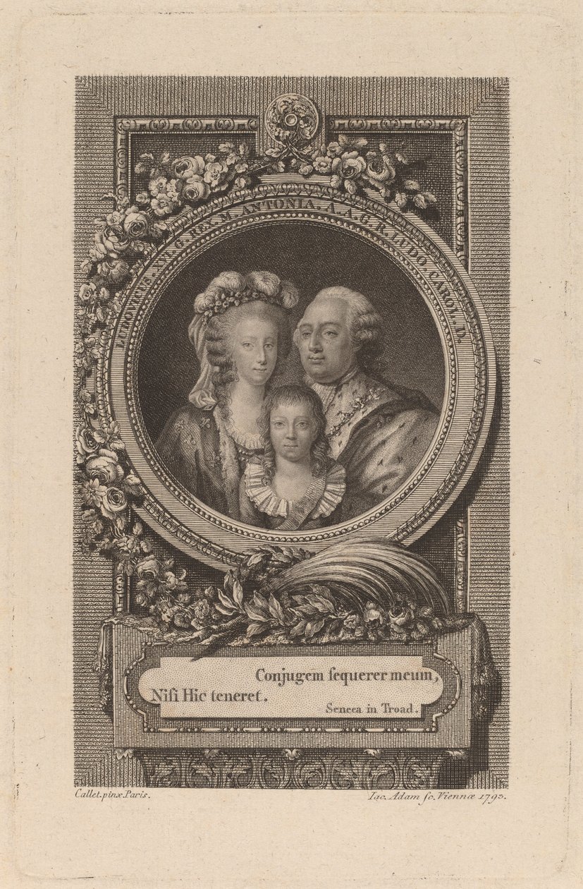 Ludwig XVI., Marie-Antoinette und Louis-Charles, 1793 von Jacob Adam