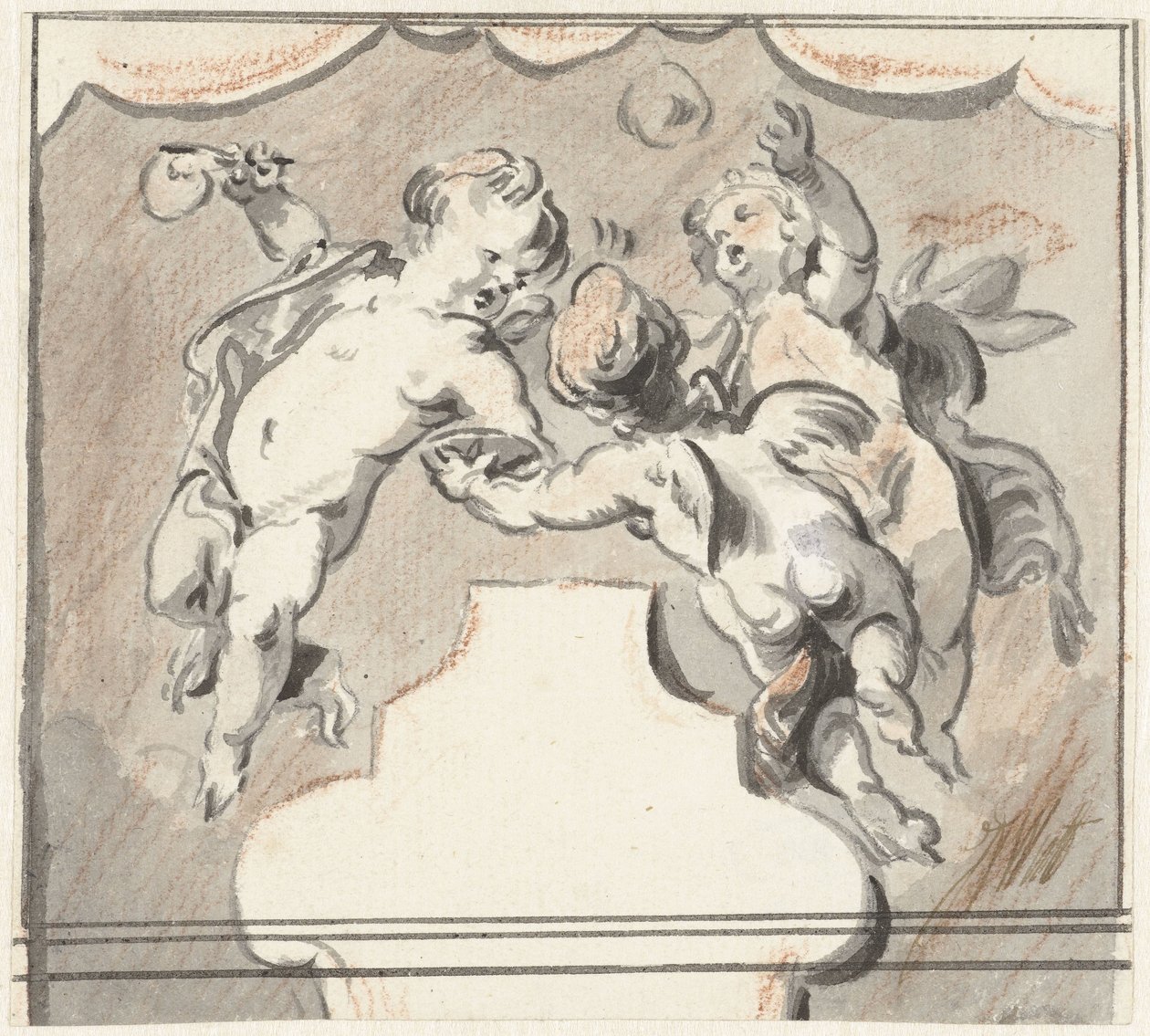 Drei schwebende Putti von Jacob de Wit