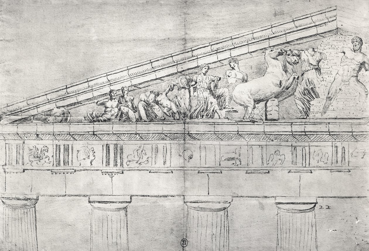 Studie eines Giebels vom Parthenon von Jacques Carrey