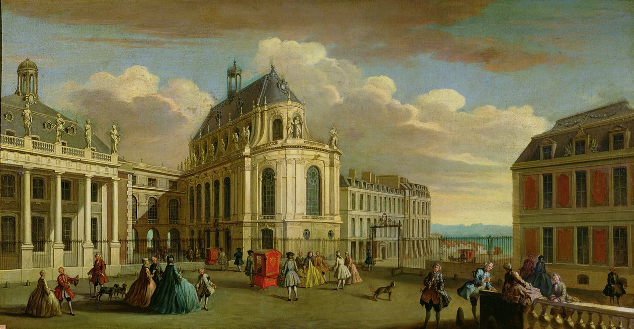 Ansicht der Kapelle des Schlosses von Versailles vom Hof von Jacques Rigaud