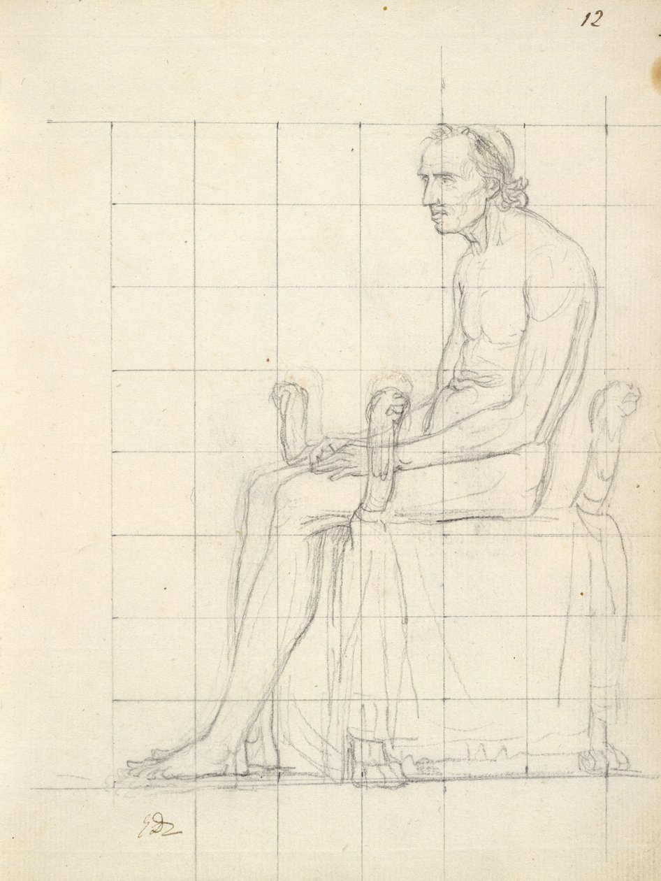 Aktstudie von Papst Pius VII. sitzend, ca. 1805-06 von Jacques Louis David