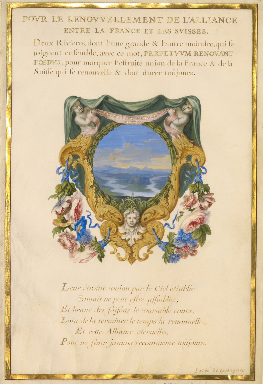 Wappen mit Landschaft von Jacques Bailly