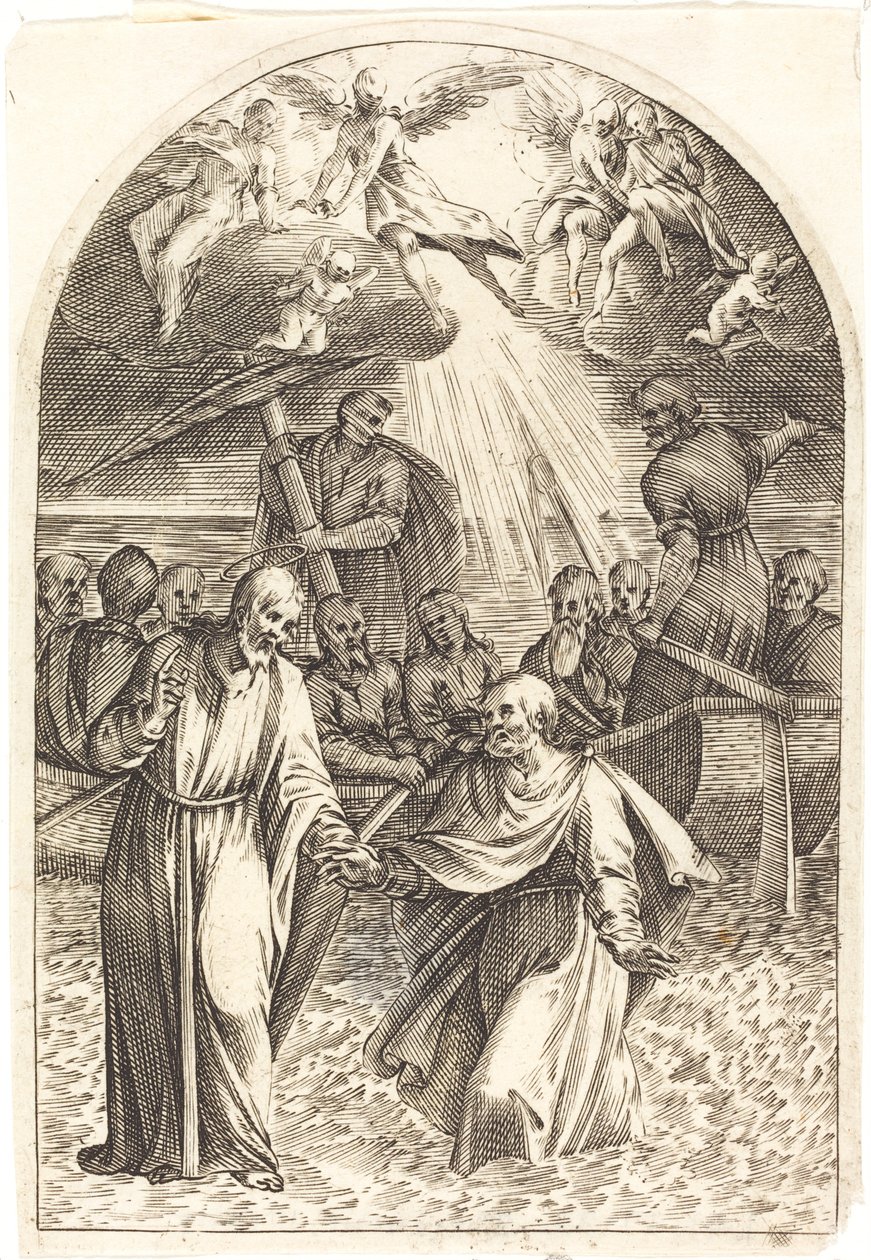 Christus geht auf dem Wasser [zweite Platte] von Jacques Callot