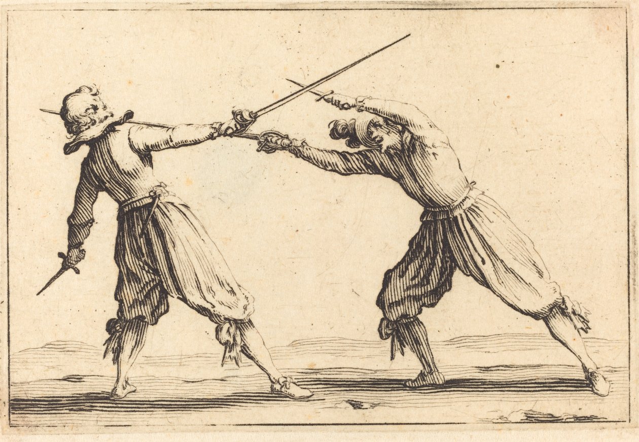Duell mit Schwertern und Dolchen von Jacques Callot