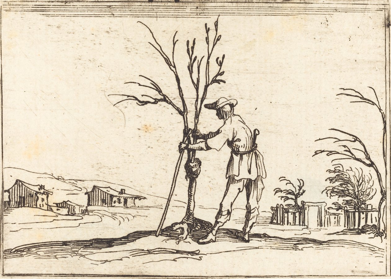 Gärtner beim Baumschnitt von Jacques Callot