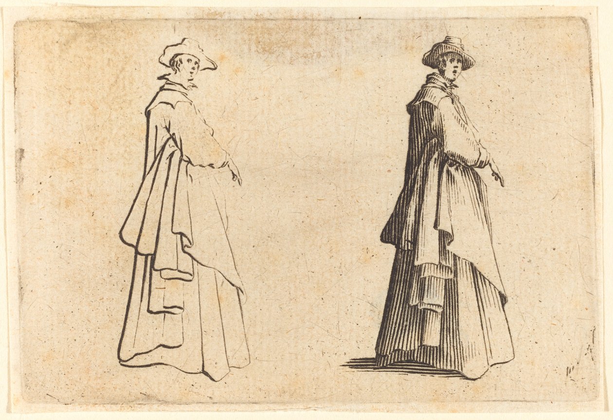 Dame im großen Mantel von Jacques Callot