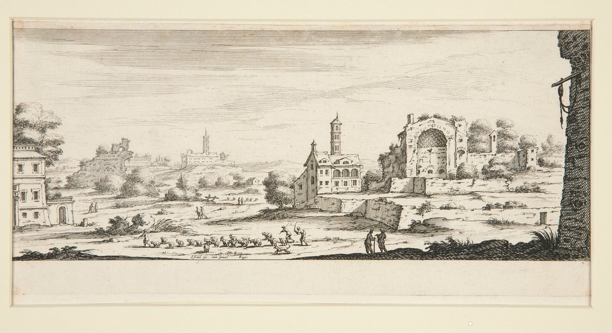Landschaft mit großen Gebäuden von Jacques Callot