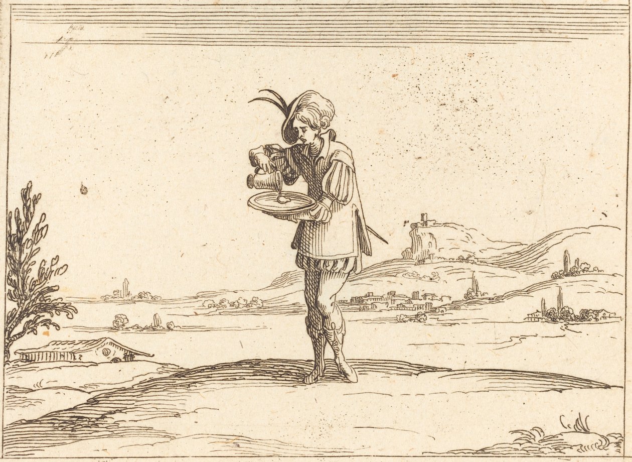 Mann wäscht eine Perle von Jacques Callot