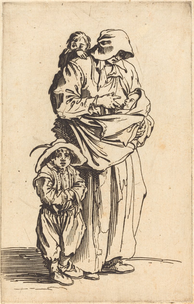 Mutter und drei Kinder von Jacques Callot