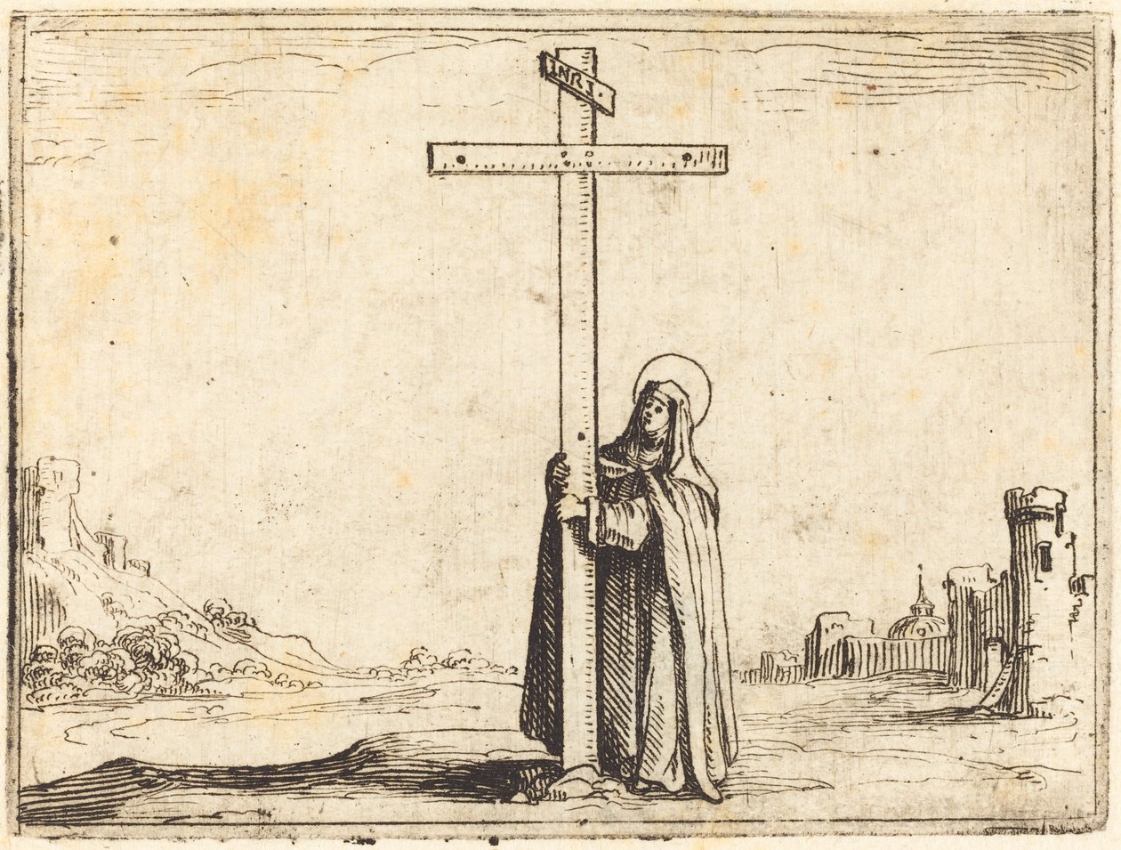 Nonne umarmt das heilige Kreuz von Jacques Callot
