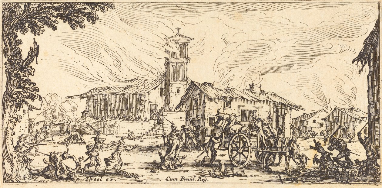 Plünderung und Brand eines Dorfes von Jacques Callot