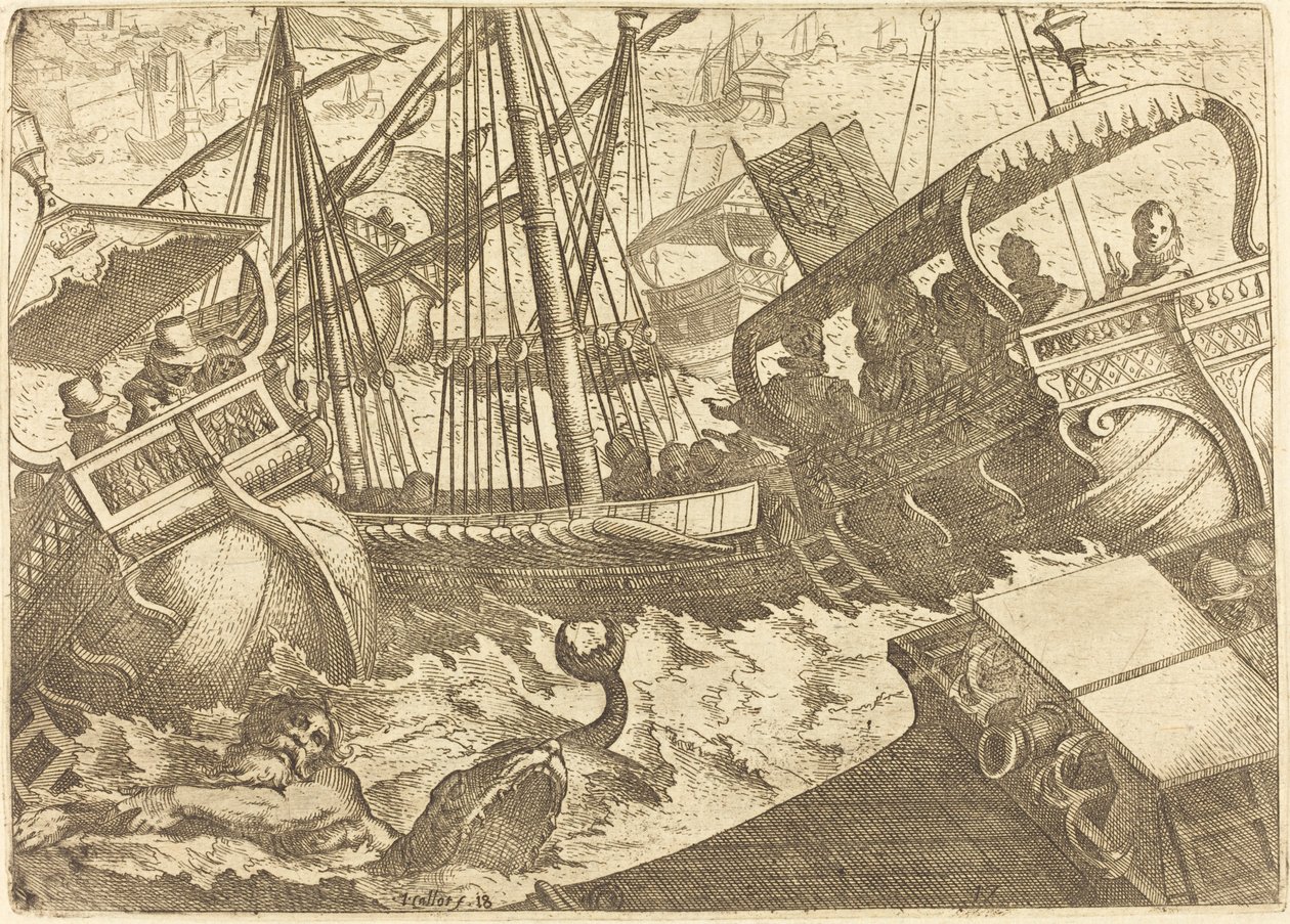 Sturm vor der Küste von Barcelona von Jacques Callot