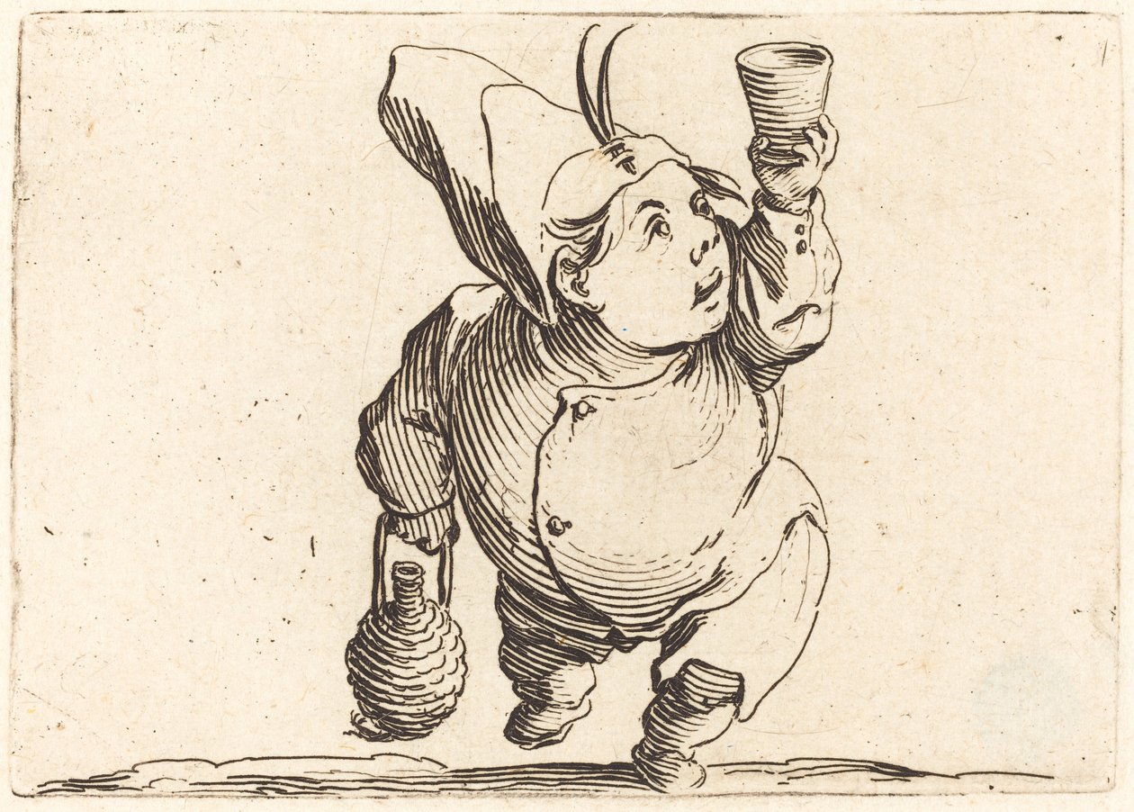 Der Trinker, Vorderansicht, ca. 1622 von Jacques Callot