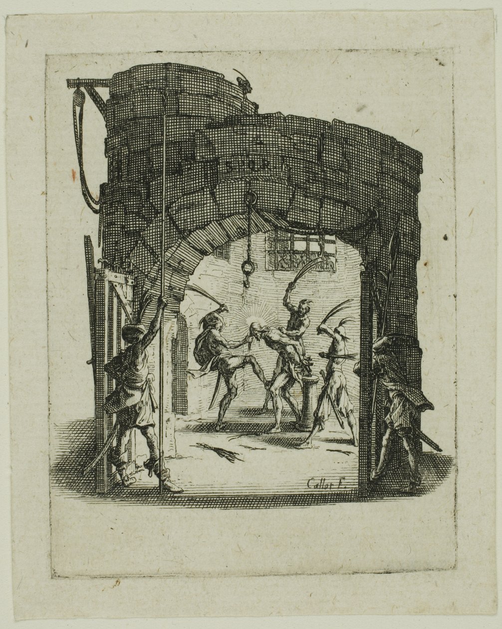 Die Geißelung, aus Die kleine Passion von Jacques Callot