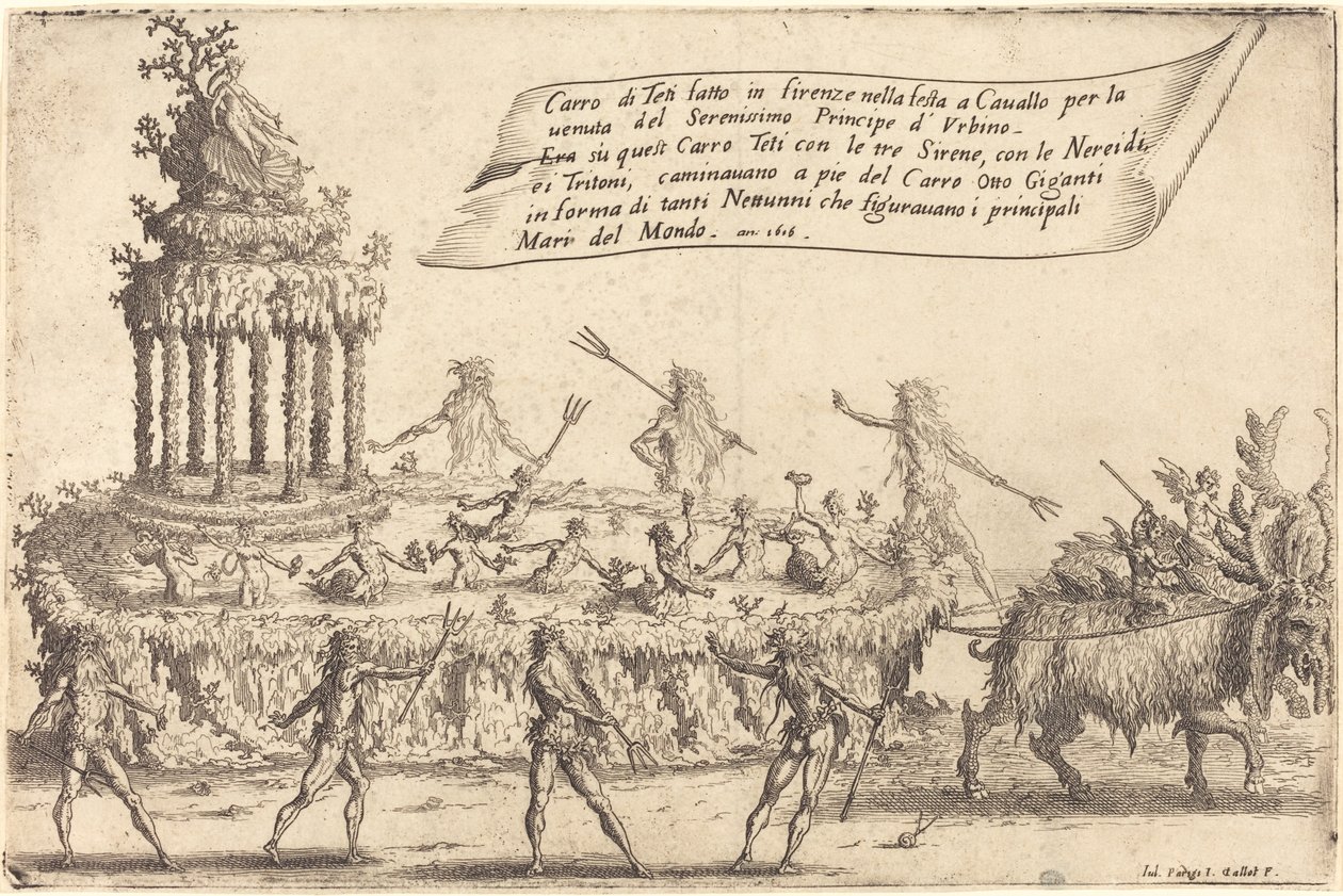 Der Schwimmzug der Thetis, 1616 von Jacques Callot