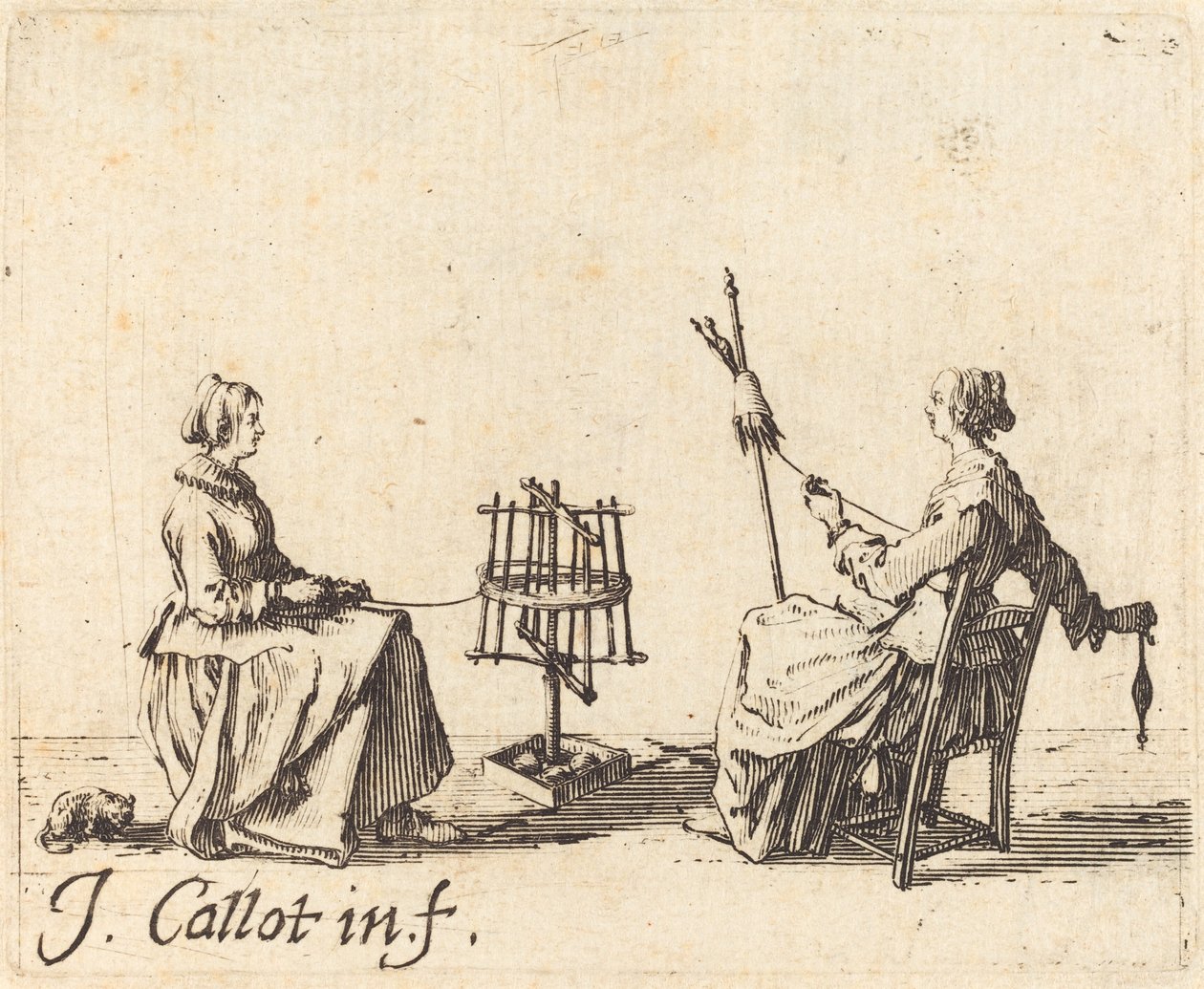 Der Aufwickler und die Spinnerin von Jacques Callot
